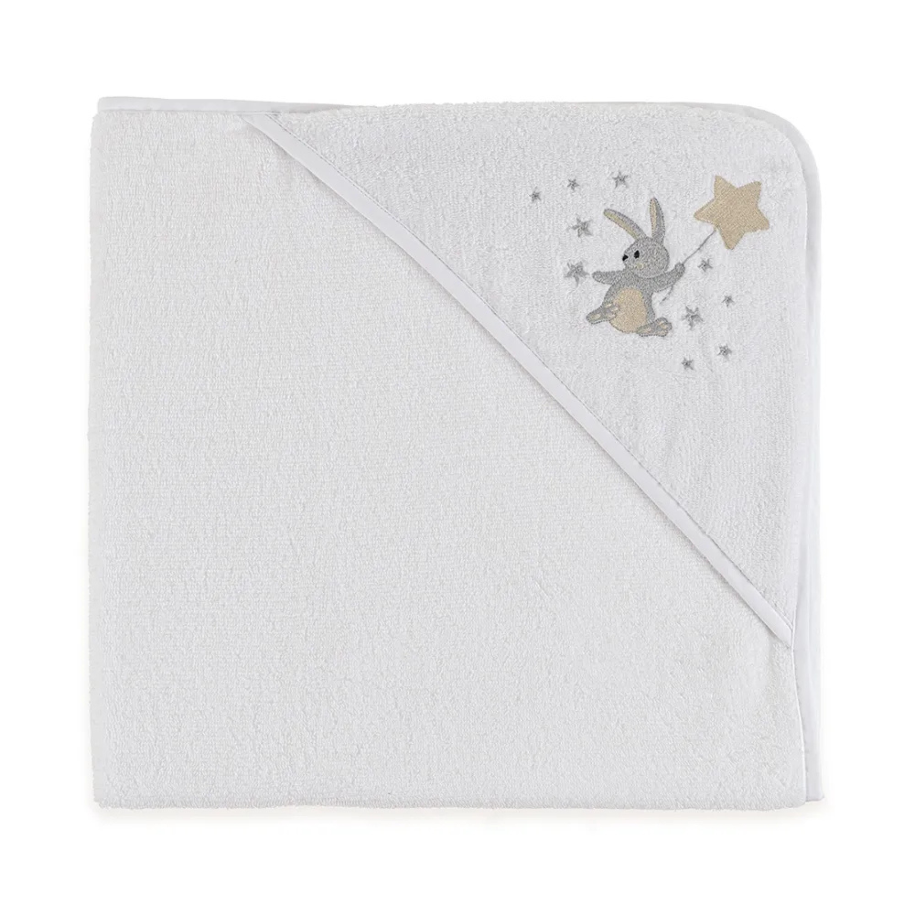 Toalha Banho com Capuz Baby Luna Branco Trussardi