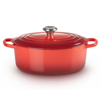 Panela Le Creuset Oval Signature Vermelho com Pegador Prata 13,9L 40cm