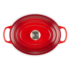 Panela Le Creuset Oval Signature Vermelho com Pegador Prata 13,9L 40cm