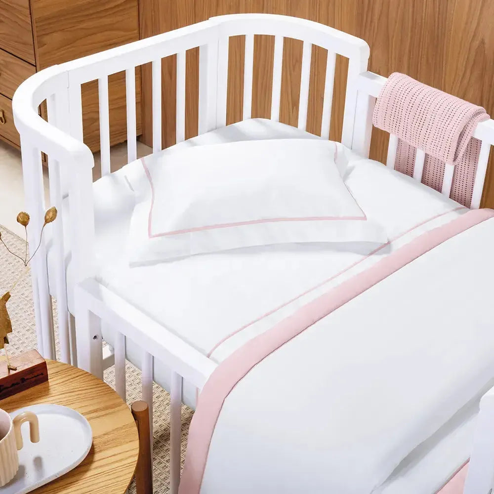 Edredom Baby Dolce 100% Algodão Egípcio Branco / Rosa Trussardi