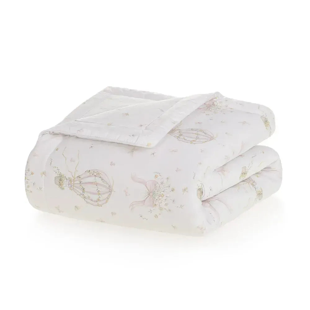 Edredom Baby Felice 100% Algodão Egípcio Branco / Rosa Trussardi