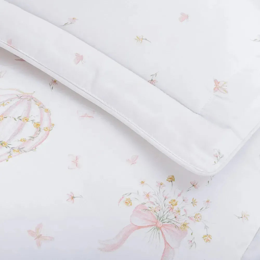 Edredom Baby Felice 100% Algodão Egípcio Branco / Rosa Trussardi