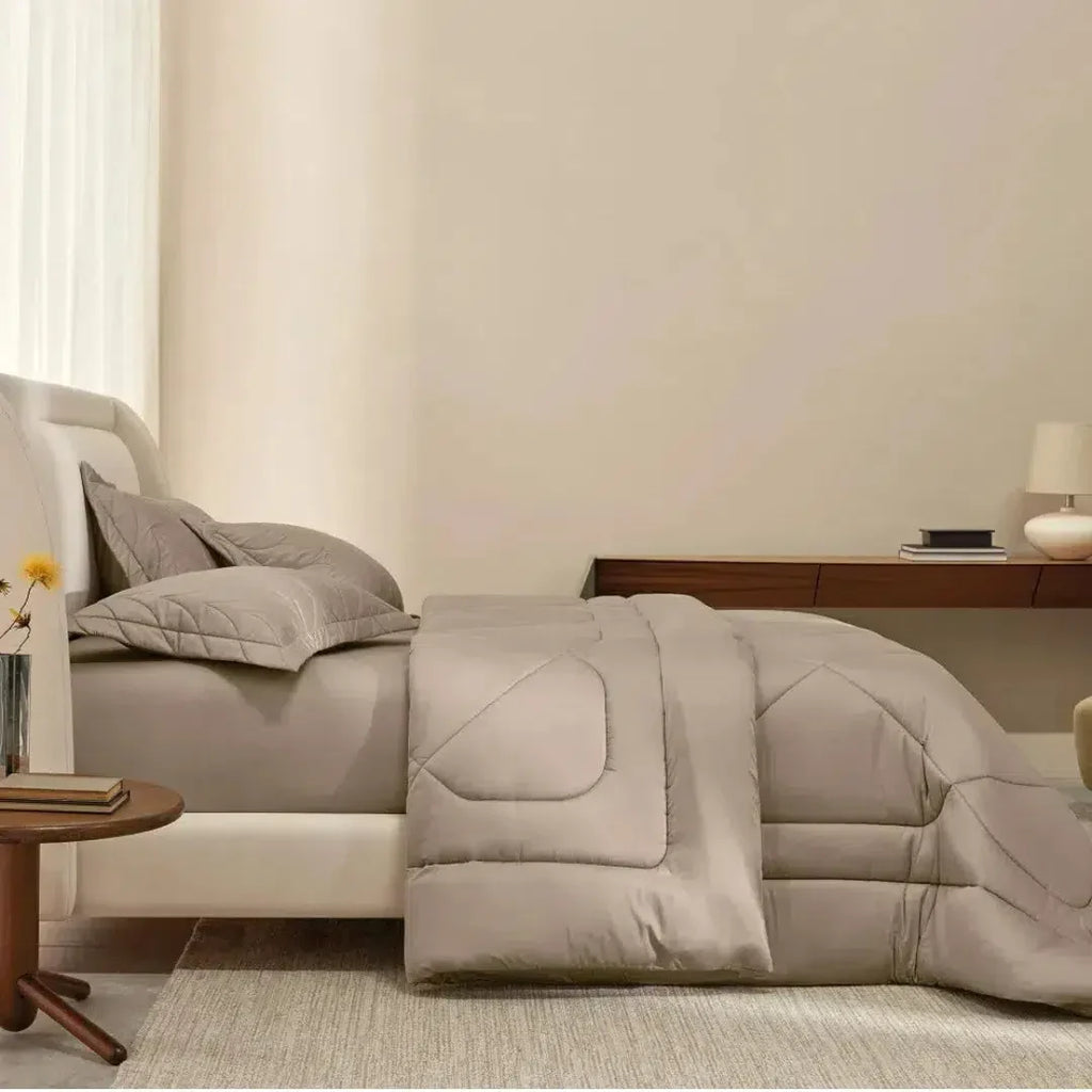 Edredom Solteiro Grasso 300 Fios Cetim 100% Algodão Egípcio Nocciola Trussardi