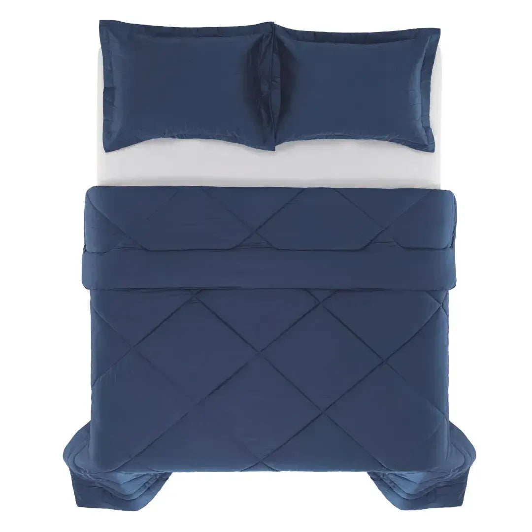 Edredom Solteiro Grasso 300 Fios Cetim 100% Algodão Egípcio Azul Siciliano Trussardi