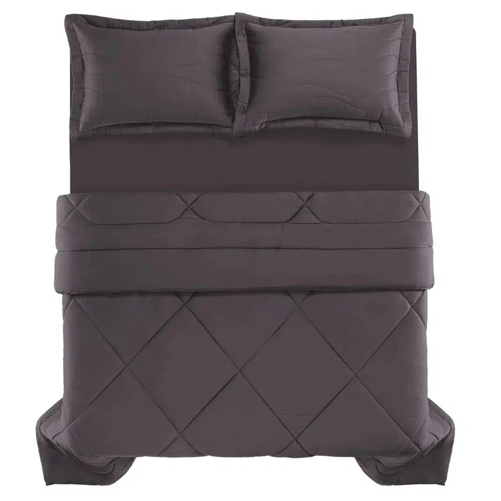 Edredom Queen Grasso 300 Fios Cetim 100% Algodão Egípcio Chumbo Trussardi