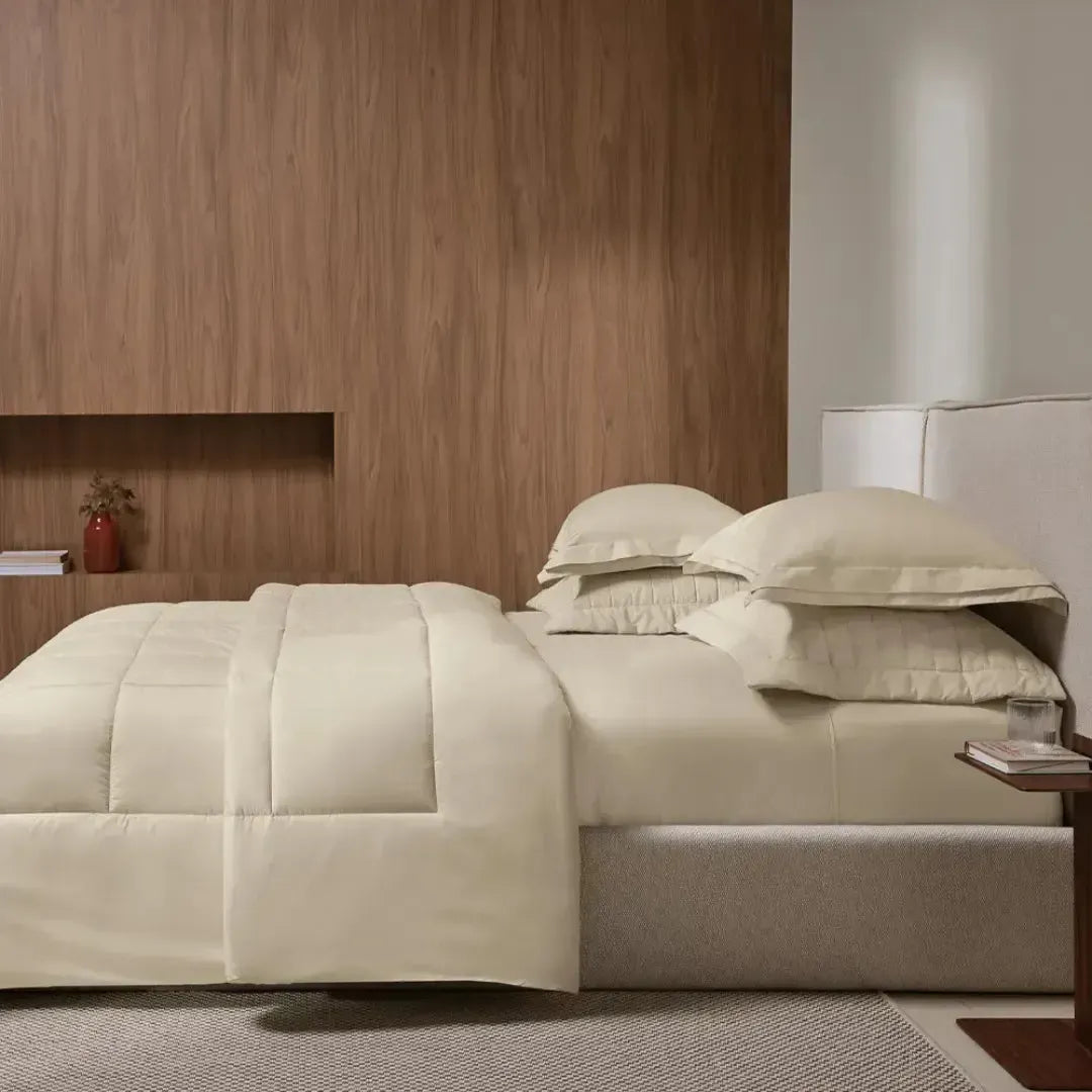 Edredom Solteiro Vinci 200 Fios Percal 100% Algodão Crema Trussardi