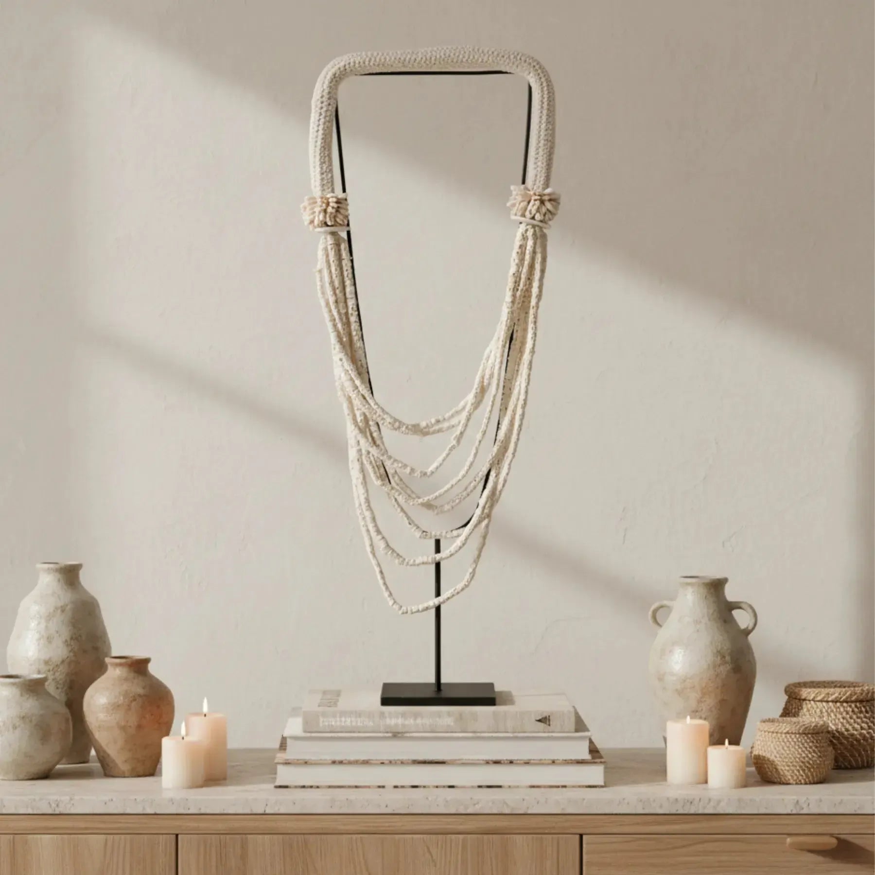 Escultura Conchas em Poliresina Branca Mart 66,5cm