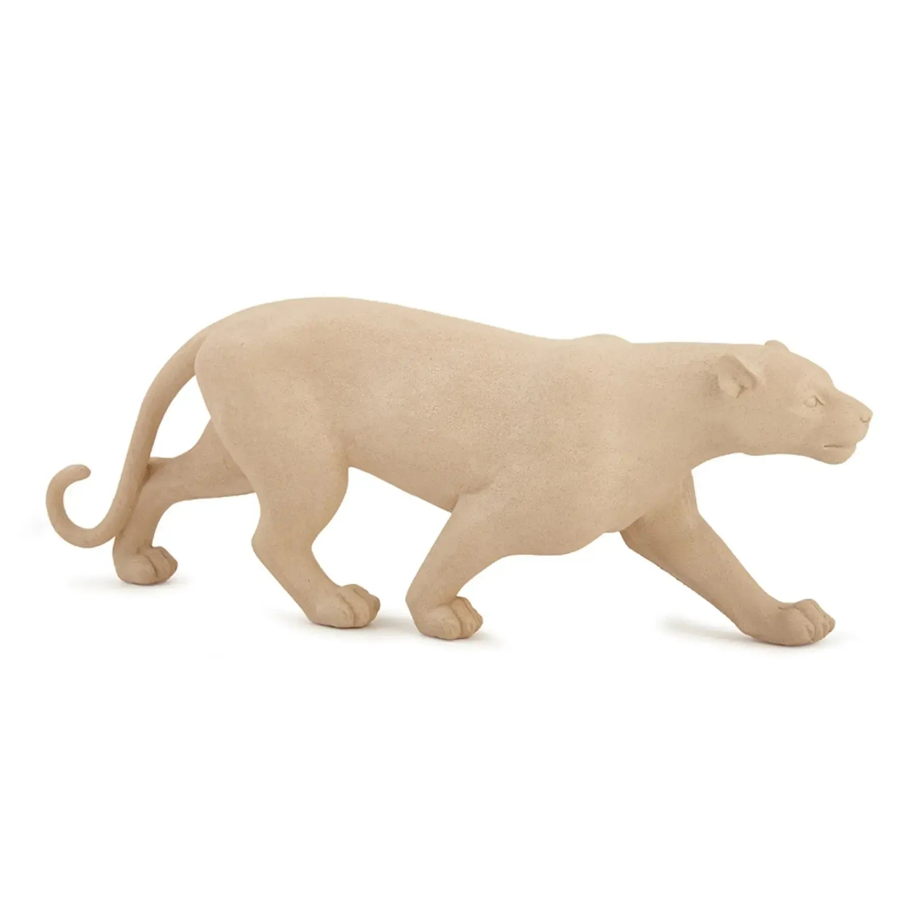 Escultura Leopardo em Poliresina Bege Mart 15,5x46x8cm