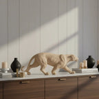 Escultura Leopardo em Poliresina Bege Mart 15,5x46x8cm