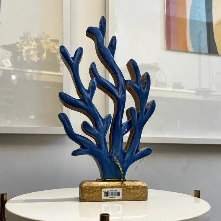 Escultura em Madeira Formato Algas Marinhas 12x20x5cm