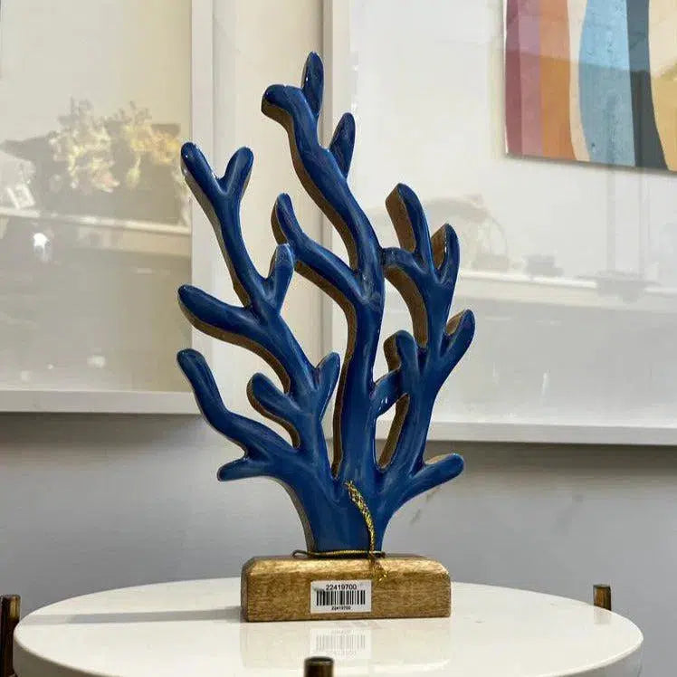 Escultura em Madeira Formato Algas Marinhas 15x30x5cm