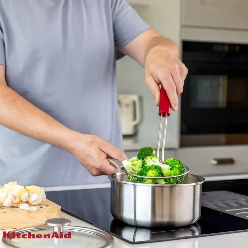 Escumadeira Aço Inox Fritura Vermelha KitchenAid