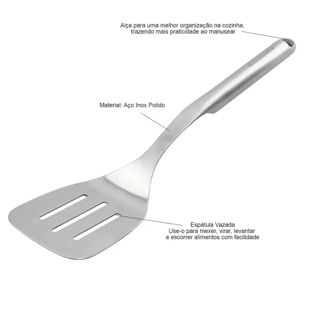 Espátula Perfurada Premium Inox com Alça Kitchenaid