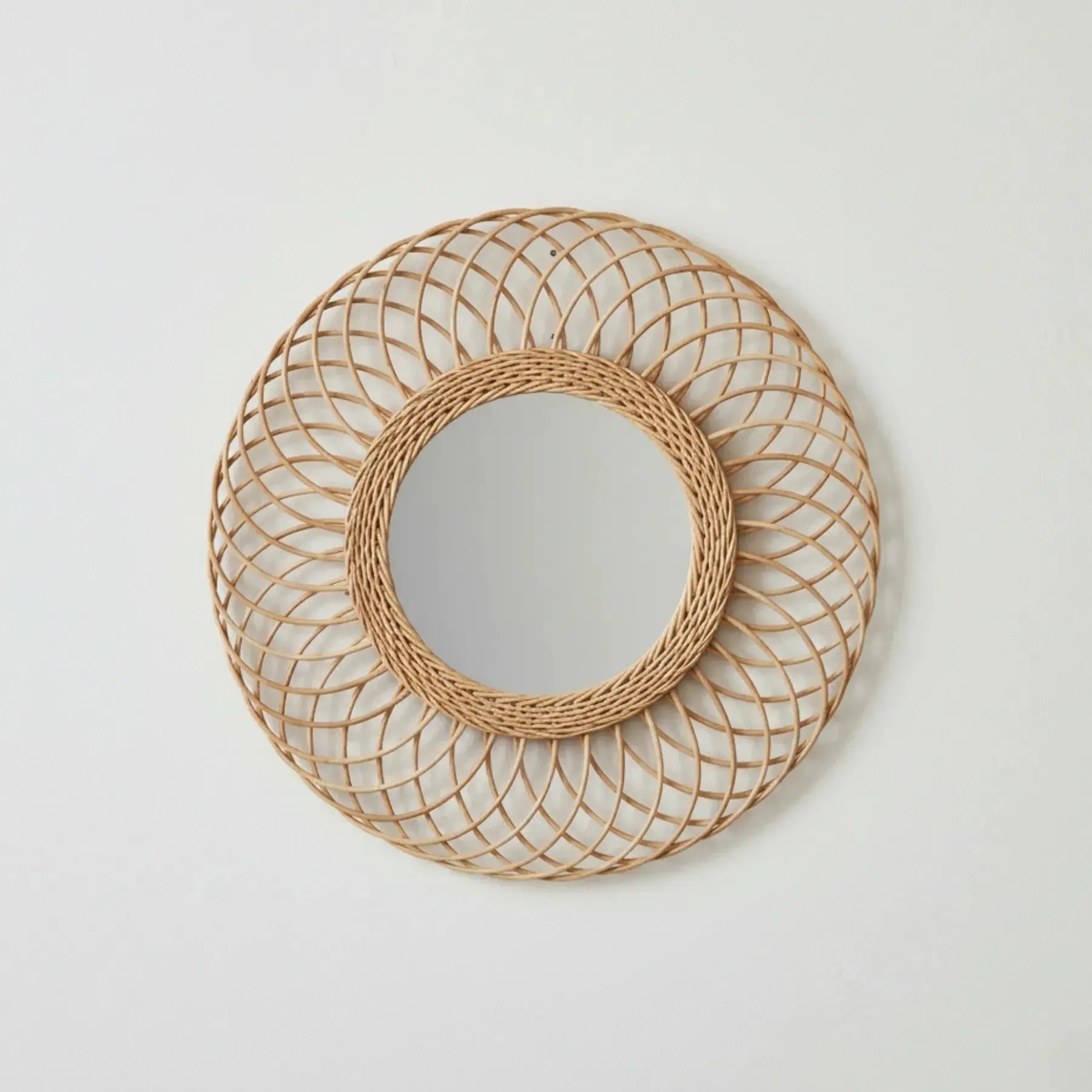 Espelho Moldura Decorativo Redondo Full Moon Rattan Bahali 60x1cm