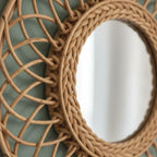 Espelho Moldura Decorativo Redondo Full Moon Rattan Bahali 60x1cm