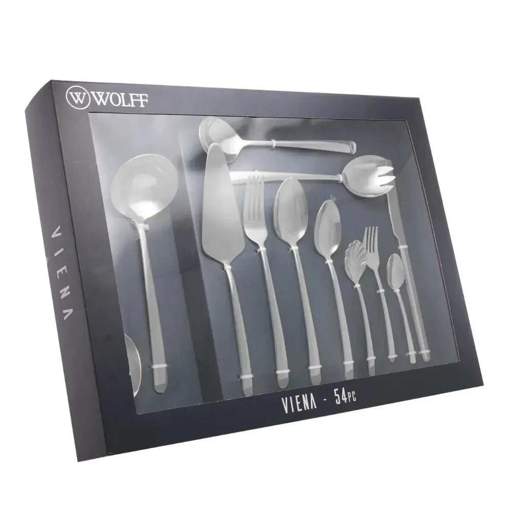 Faqueiro 54 Peças Aço Inox Viena com Caixa Litografada Wolff
