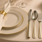Faqueiro Clássico Moderno 101 peças Aço Inox 18/10 com Friso Ouro 24k Sem Estojo Fracalanza