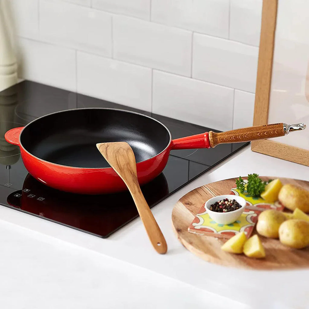 Frigideira Sauté com Cabo de Madeira 28cm Laranja Le Creuset