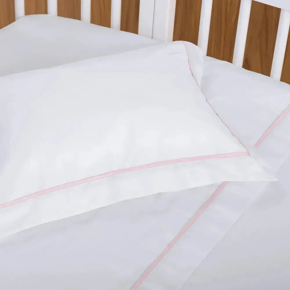 Fronha Avulsa Baby Dolce 100% Algodão Egípcio Branco / Rosa Trussardi