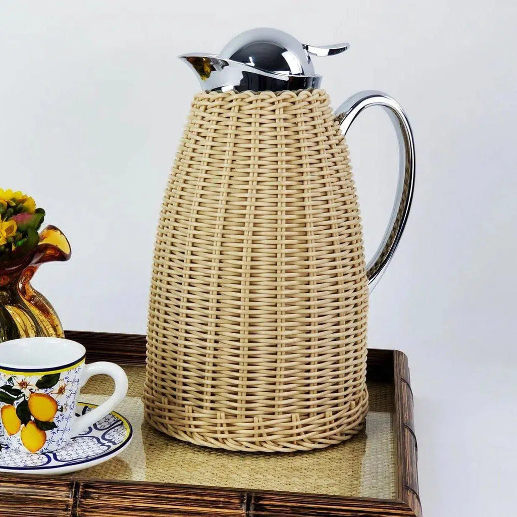 Garrafa Térmica Aço Inox Com Rattan Marrom 1,5L