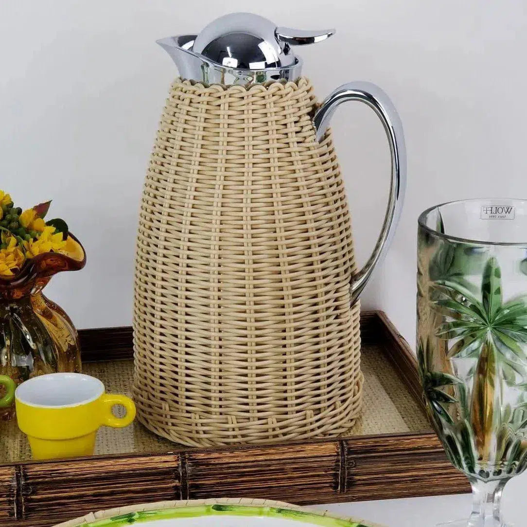 Garrafa Térmica Aço Inox Com Rattan Marrom 1,5L