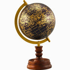 Globo Terrestre para Decoração Azul Retrô Grande - Base Elos de Madeira