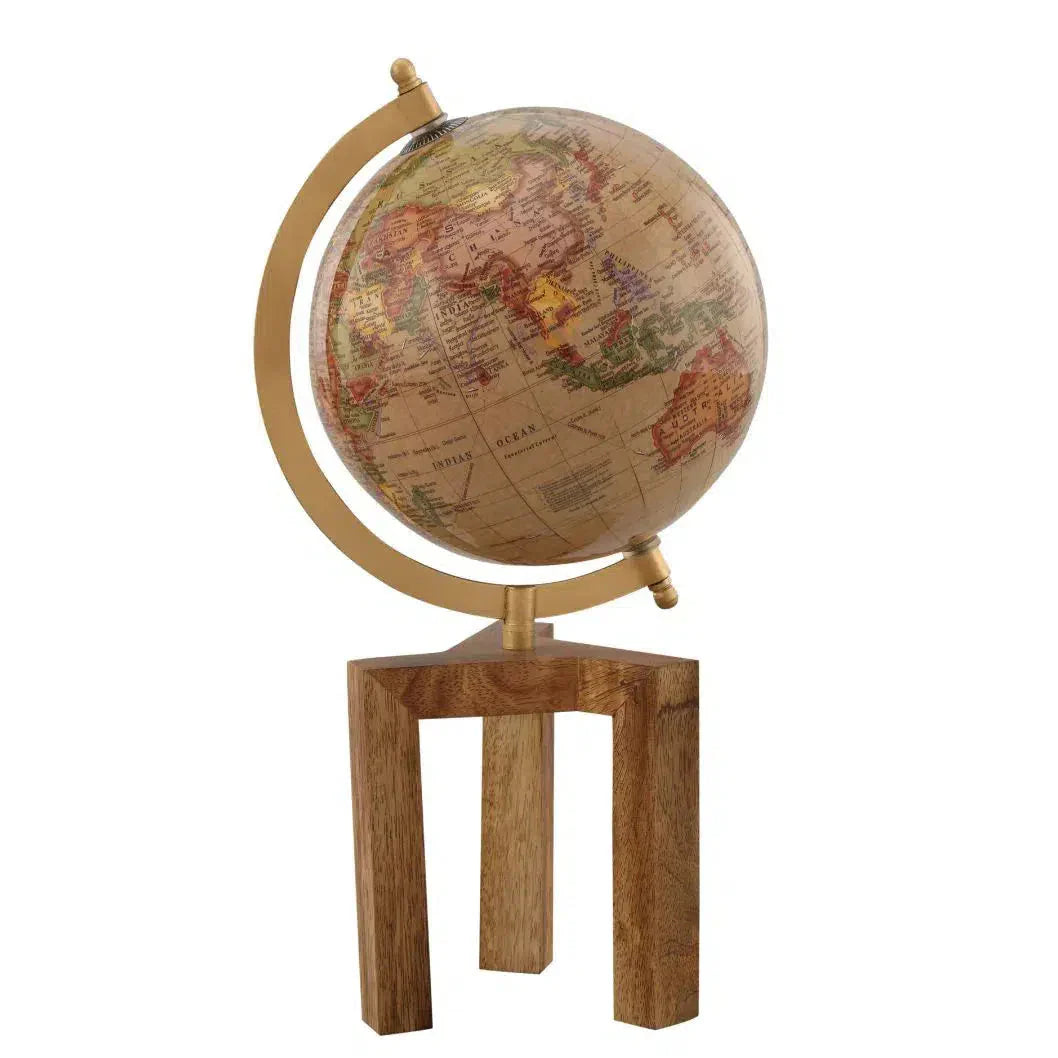 Globo Terrestre para Decoração Retrô Pequeno - Tripé de Madeira