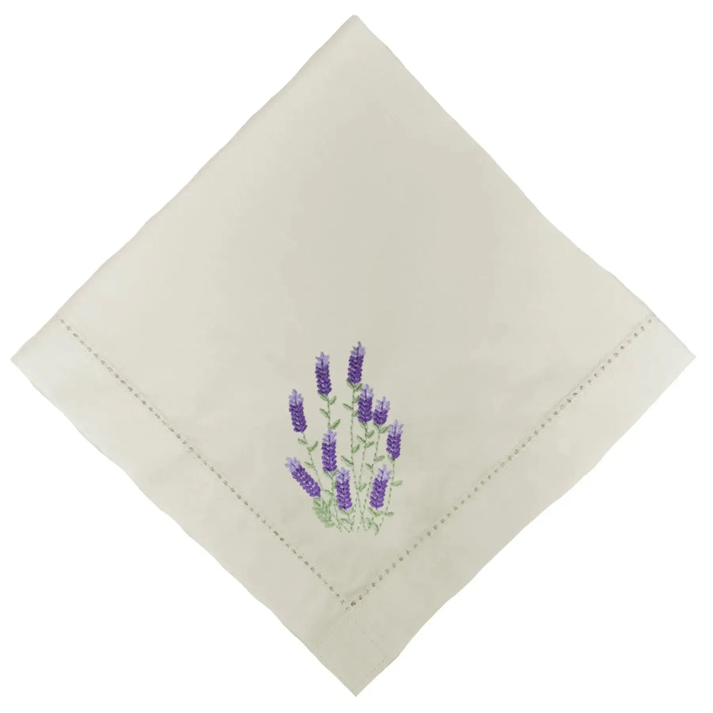 Guardanapo 100% Algodão Ponto Ajour Cru Flor Lavanda