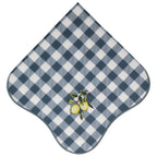Guardanapo 100% Algodão Xadrez Azul Bordado Limão Siciliano