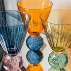 Taça para Água Vidro base Geométrica Azul / Lilás Linha Sintonia 400ml