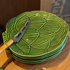 Prato Raso Cerâmica 30cm Alcachofra Verde