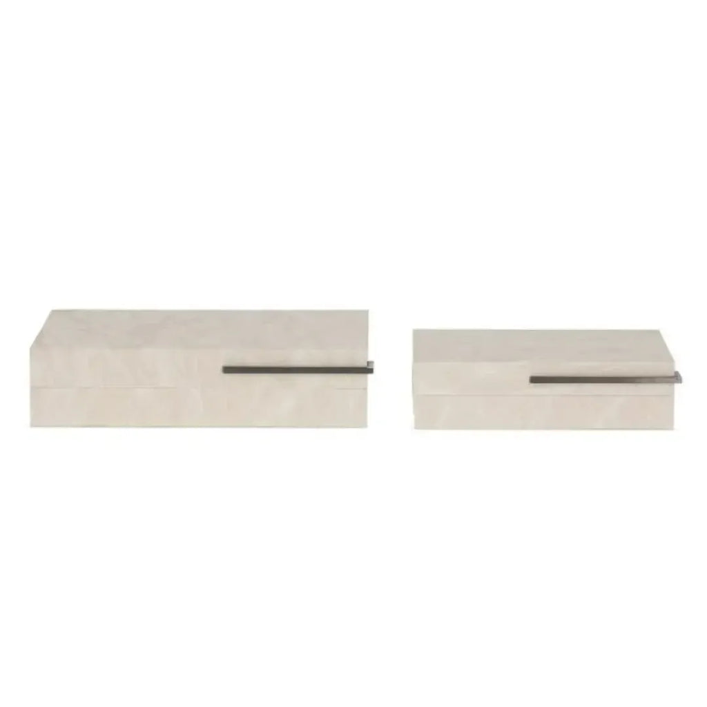 Jogo 2 Caixas em MDF com Revestimento PU Off White Mart