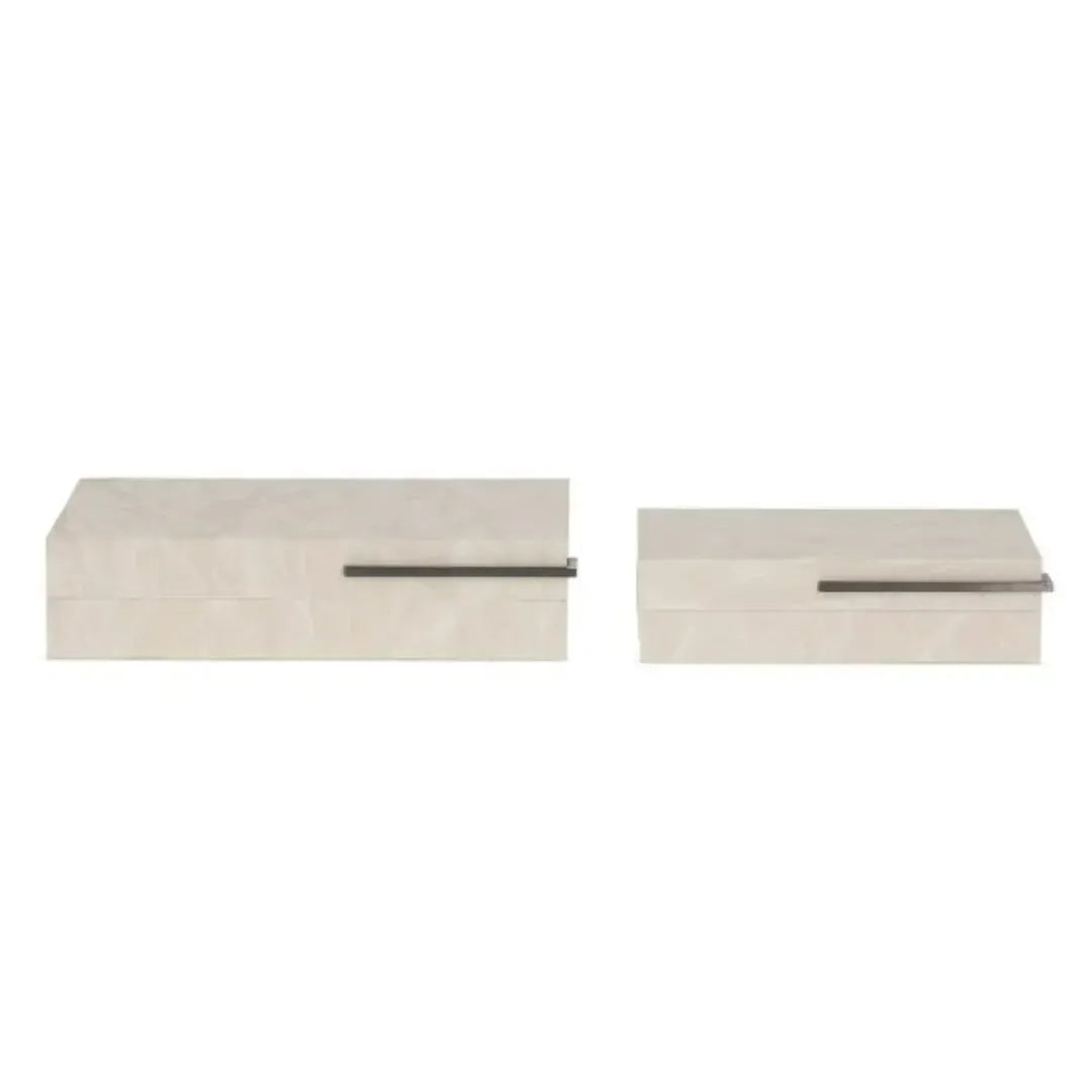 Jogo 2 Caixas em MDF com Revestimento PU Off White Mart