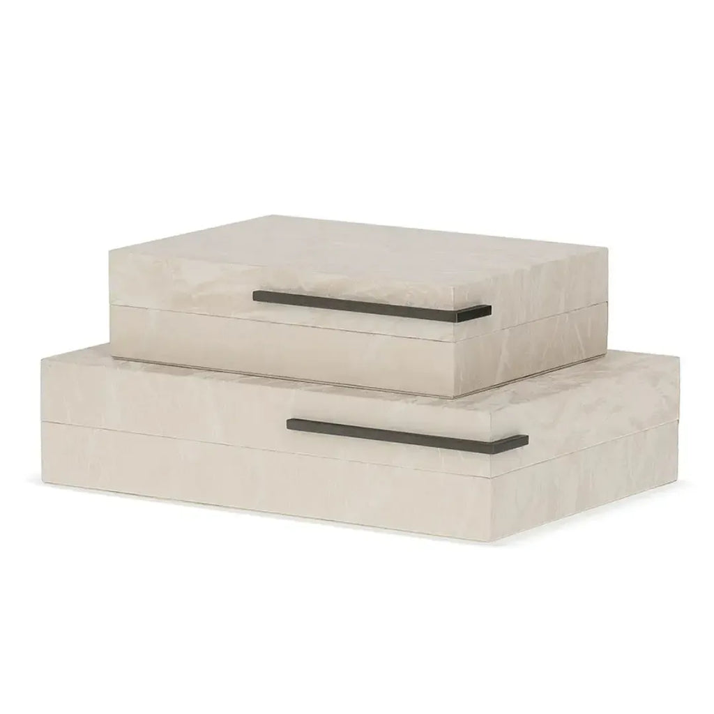 Jogo 2 Caixas em MDF com Revestimento PU Off White Mart