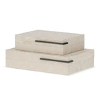 Jogo 2 Caixas em MDF com Revestimento PU Off White Mart