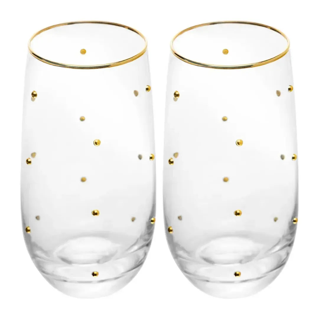 Jogo 2 Copos Altos Vidro Dots 300ml