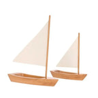 Jogo 2 Esculturas Barco em Madeira Mart