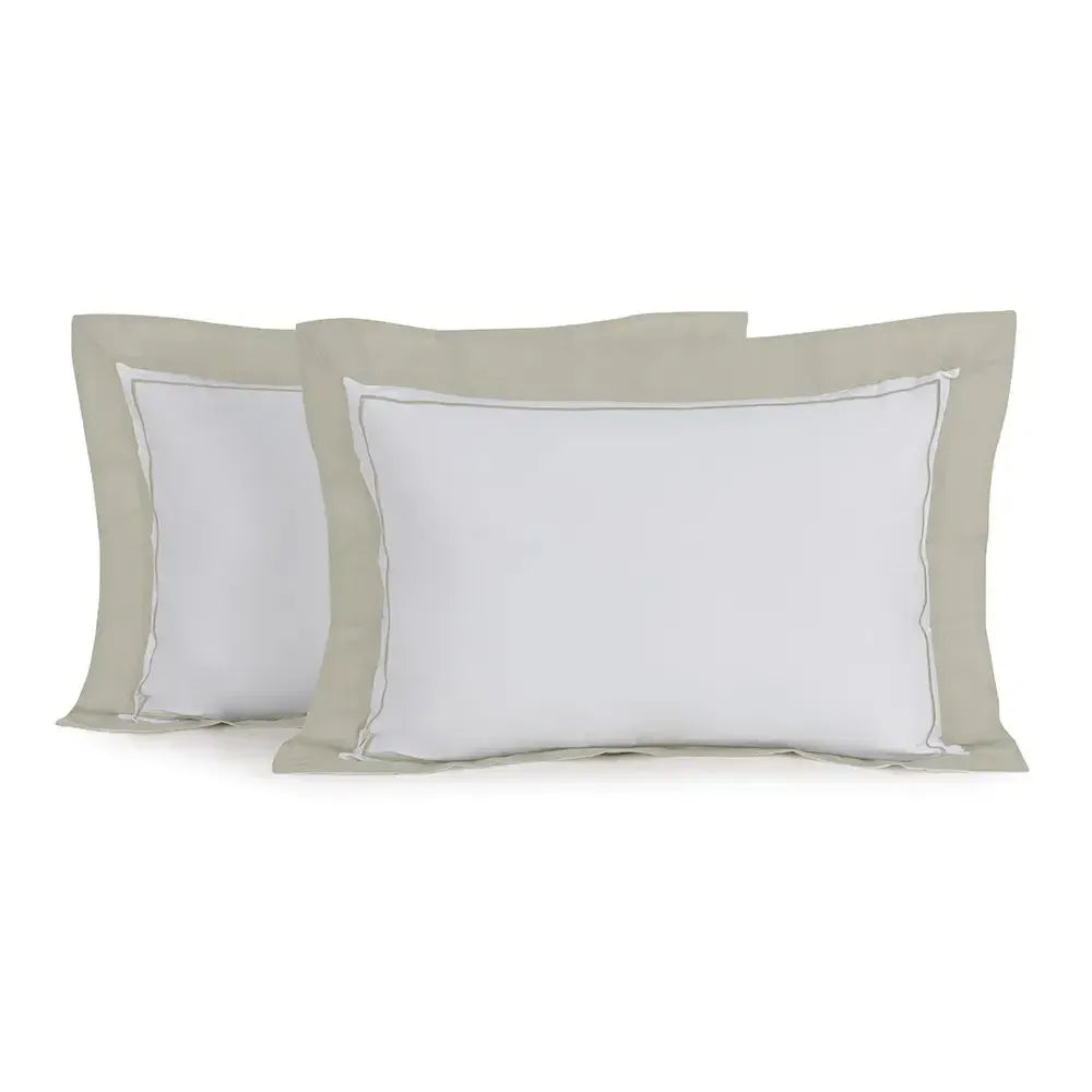 Jogo 2 Fronhas Fiesole 200 Fios Cetim 100% Algodão Branco / Grigio Trussardi