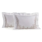 Jogo 2 Fronhas Flora 300 Fios Cetim 100% Algodão Egípcio Branco Trussardi