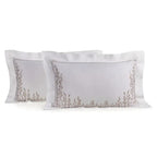 Jogo 2 Super Fronhas Flora 300 Fios Cetim 100% Algodão Egípcio Branco Trussardi