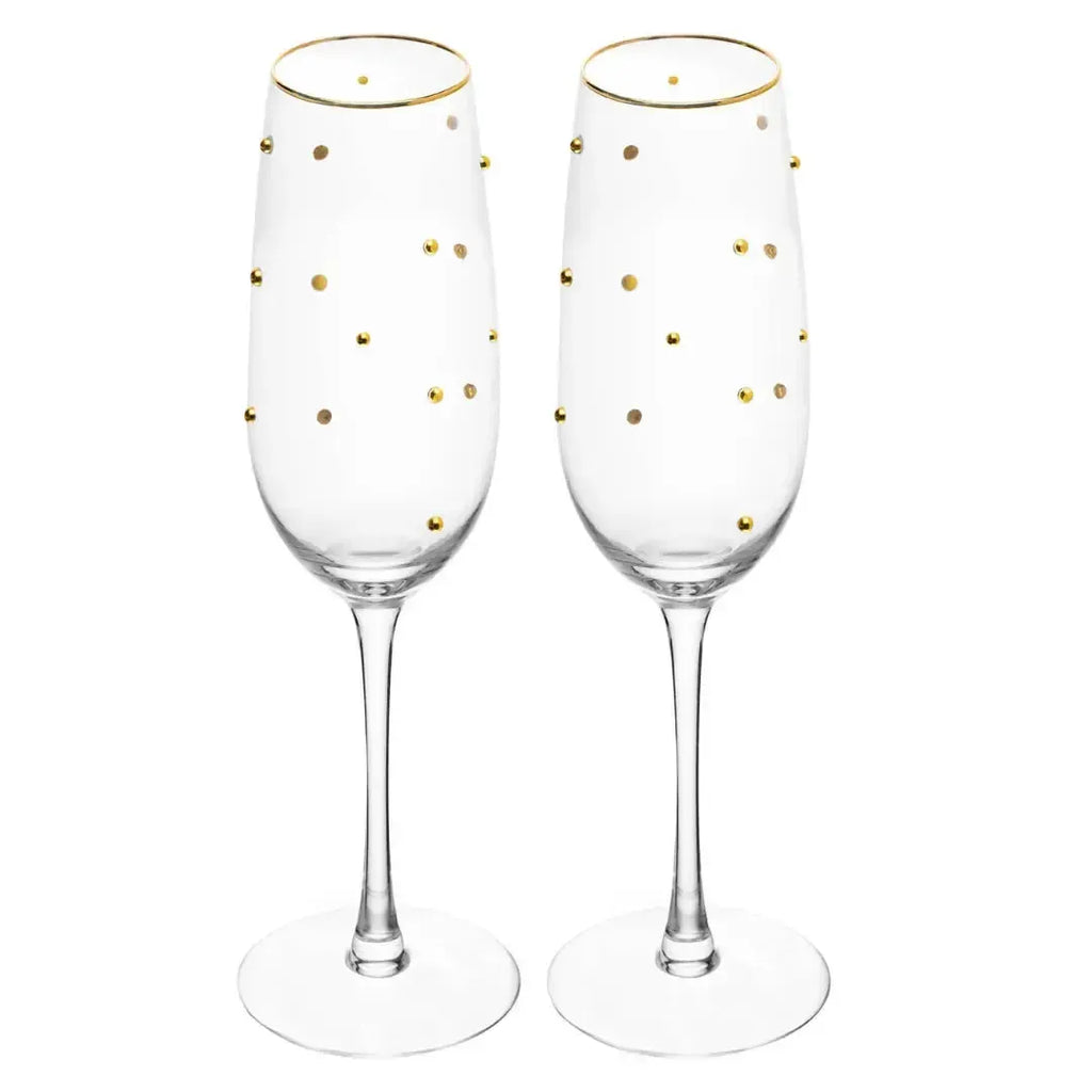 Jogo 2 Taças Champagne Vidro Dots 220ml