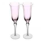 Jogo 2 Taças Champagne Vidro Lily 250ml Rosa / Cinza Wolff