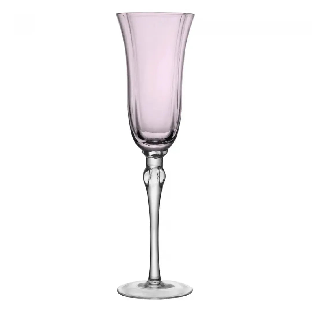 Jogo 2 Taças Champagne Vidro Lily 250ml Rosa / Cinza Wolff
