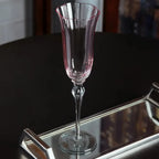 Jogo 2 Taças Champagne Vidro Lily 250ml Rosa / Cinza Wolff