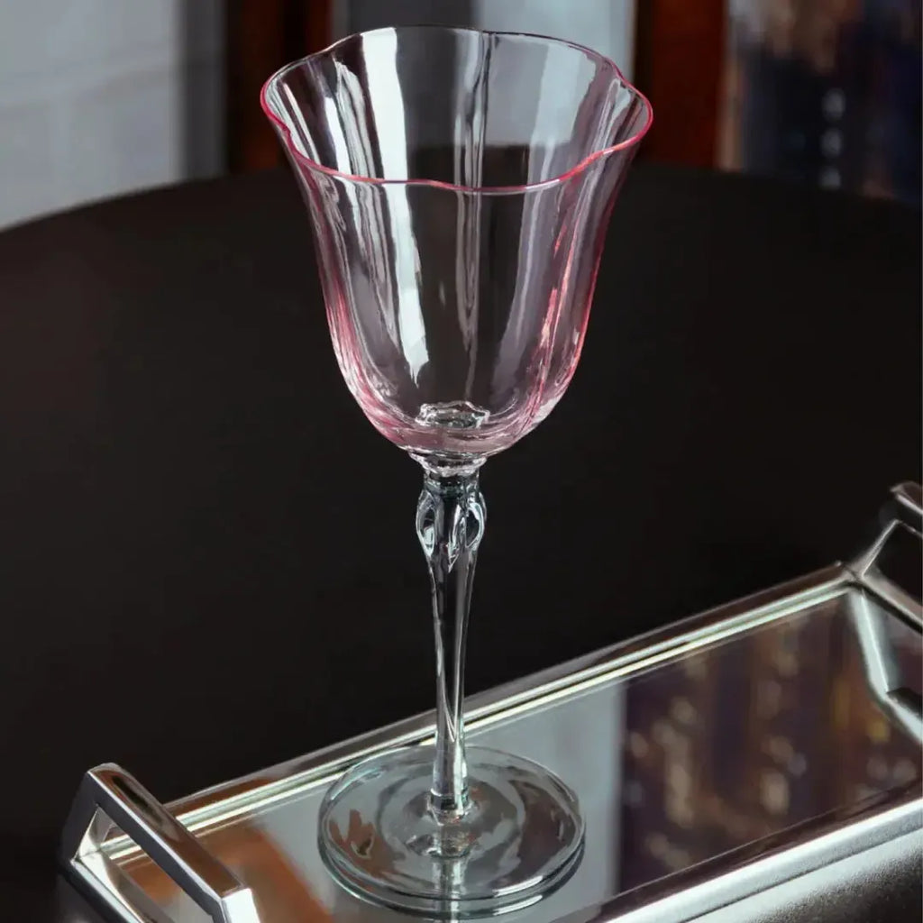 Jogo 2 Taças Champagne Vidro Lily 250ml Rosa / Cinza Wolff