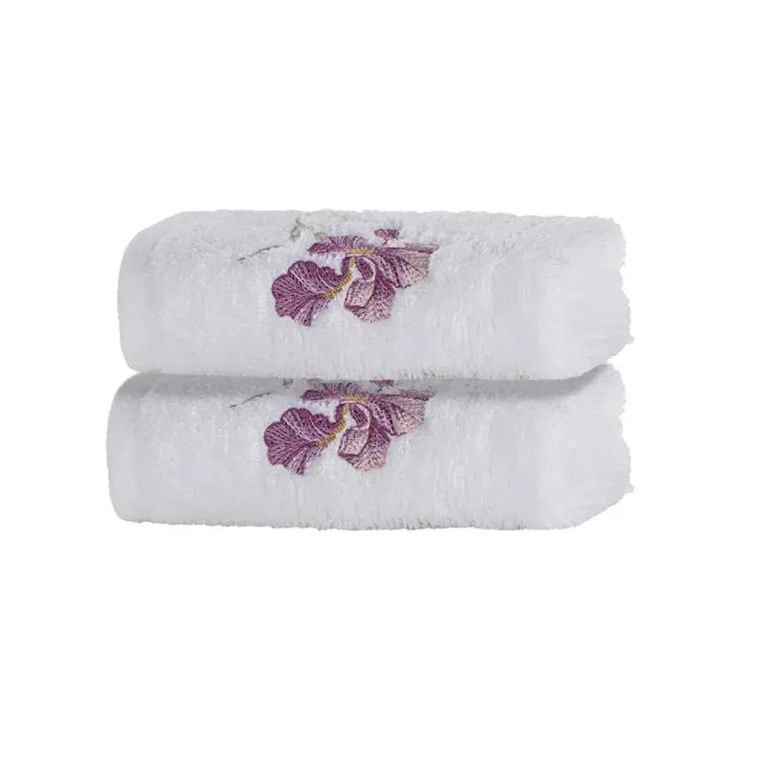 Jogo 2 Toalhas Lavabo Le Iris Bordado Branco Trussardi