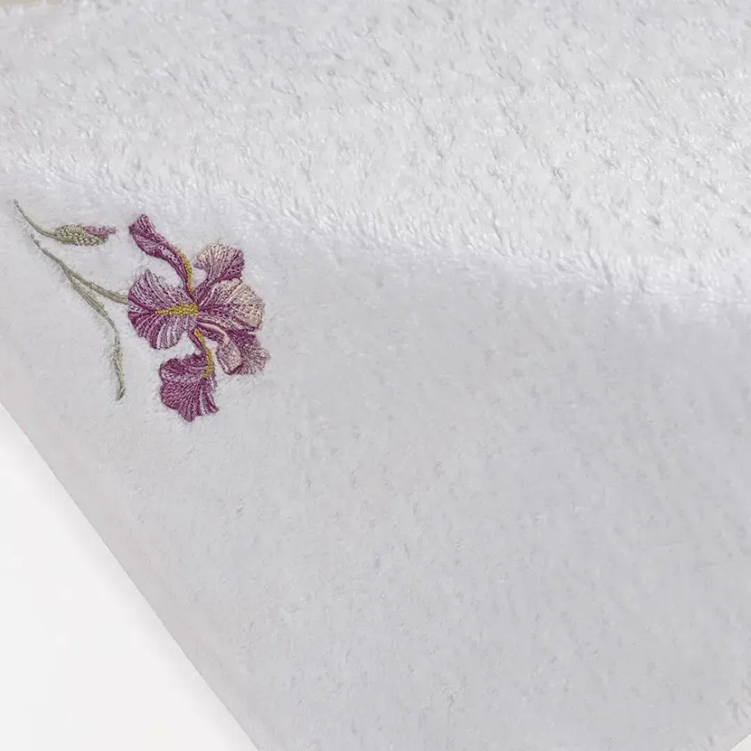 Jogo 2 Toalhas Lavabo Le Iris Bordado Branco Trussardi
