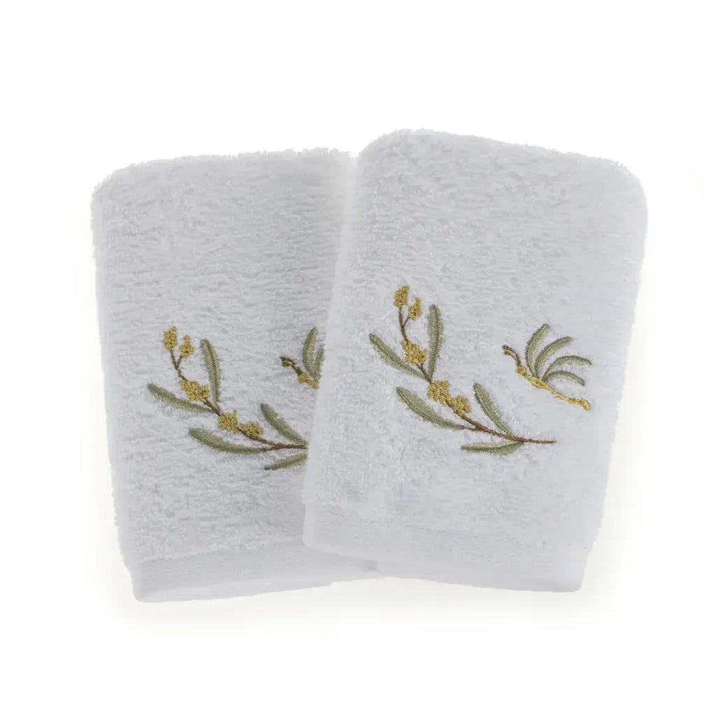 Jogo 2 Toalhas Lavabo Mimosa Branco Trussardi