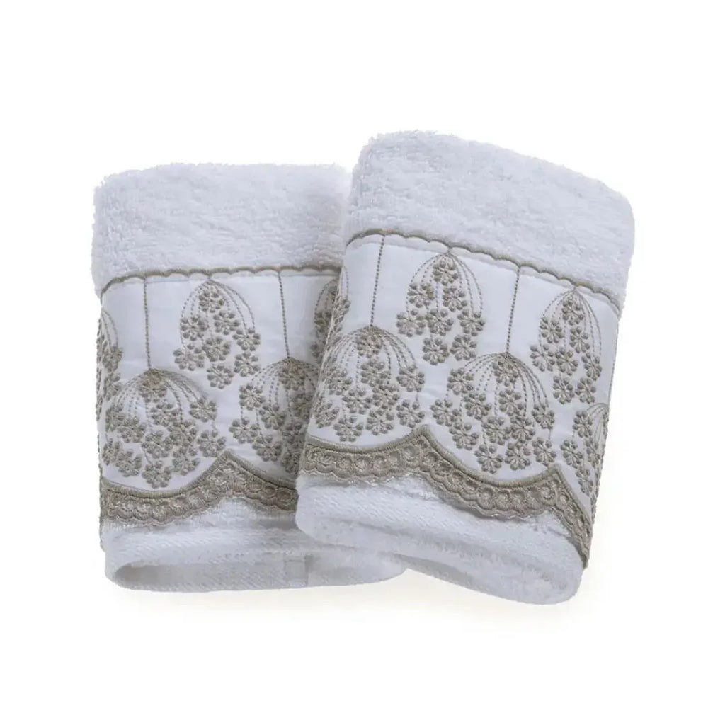 Jogo 2 Toalhas Lavabo Raffinato Bordado Branco Sortido Trussardi