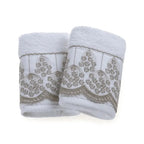 Jogo 2 Toalhas Lavabo Raffinato Bordado Branco Sortido Trussardi